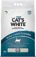 CAT'S WHITE ACTIVATED CARBON GRANULES наполнитель комкующийся для туалета кошек с гранулами активированного угля (10 л)